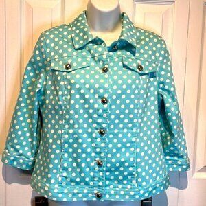 Christopher & Banks Polka Dot Denim Jacket Size Medium Petite